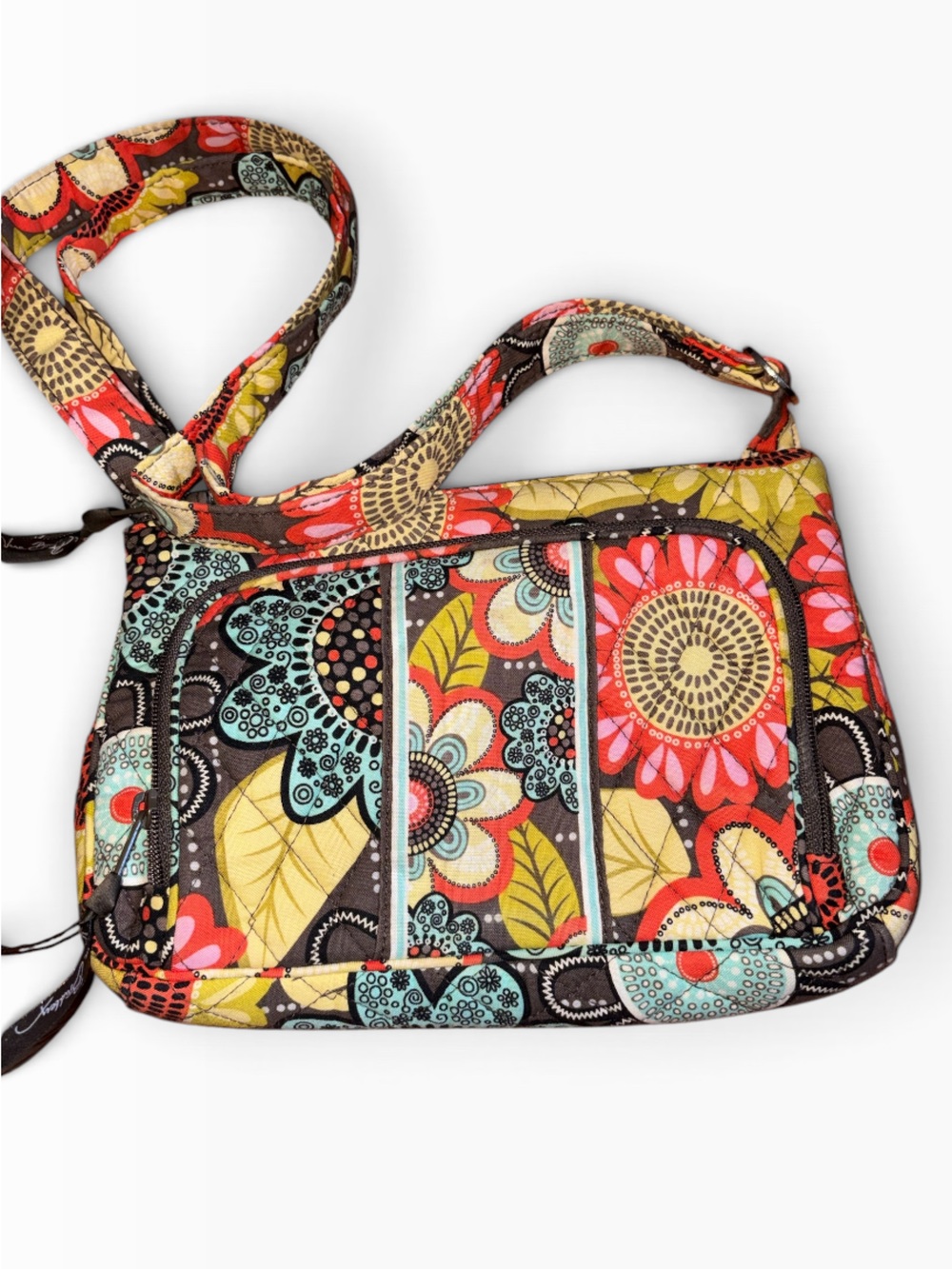 Vera Bradley Kids Crossbody Bag - Coral, Aqua, Yellow, Brown